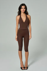 'Audrey' High Waist Capri | Brown