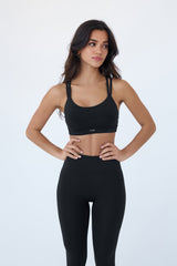 'Jennifer' Strappy Sports Bra | Black