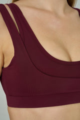 '2much' Double Layer Sports Bra | Burgundy