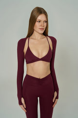 'In Your Arms' Soft Touch Layering Long Sleeve Shrug with Thumbholes | Burgundy