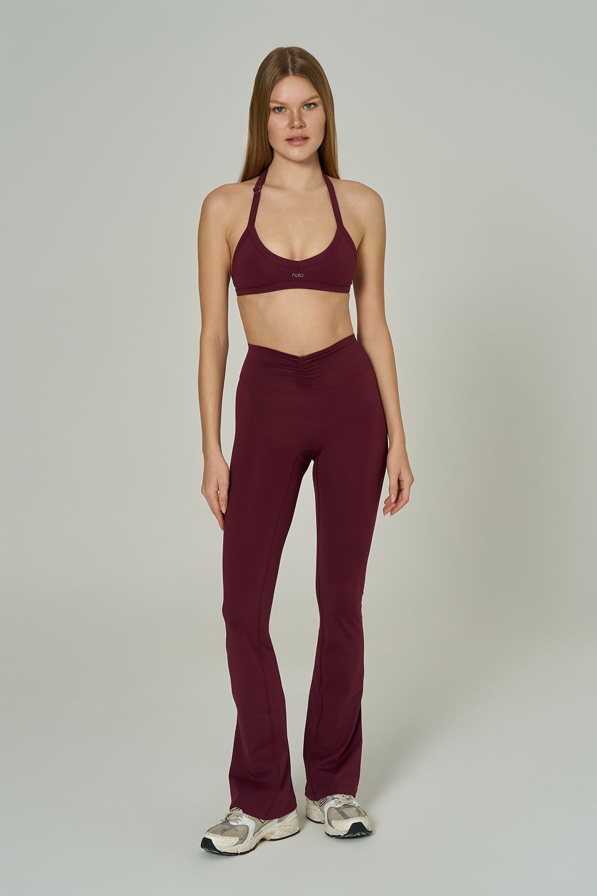 'Scarlet' Backless Halter Neck Sports Bra | Burgundy