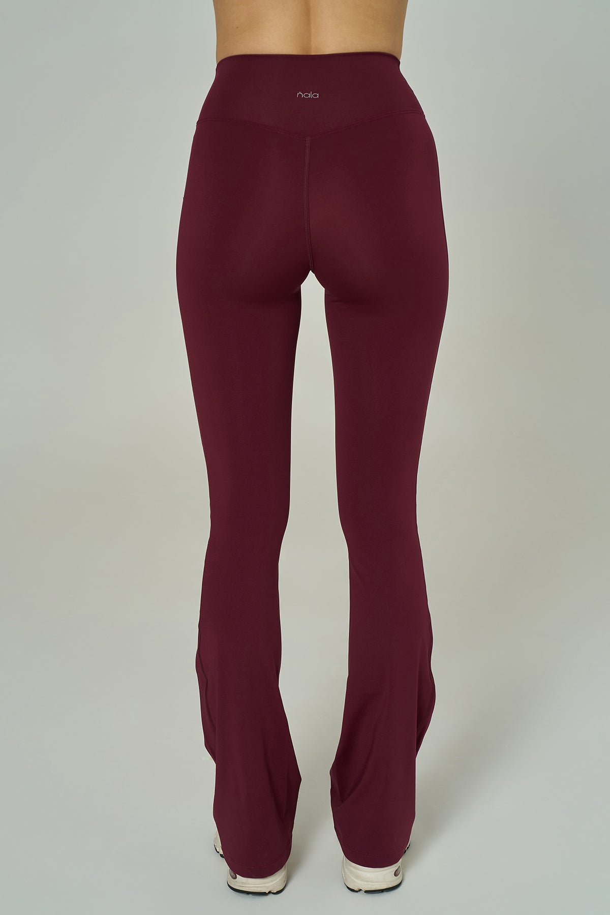 'Angelina Flare' High Waist Leggings with Ruched Waistband | Burgundy