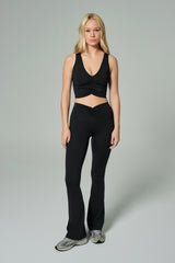 'Monica' Ruched Sports Bra | Black