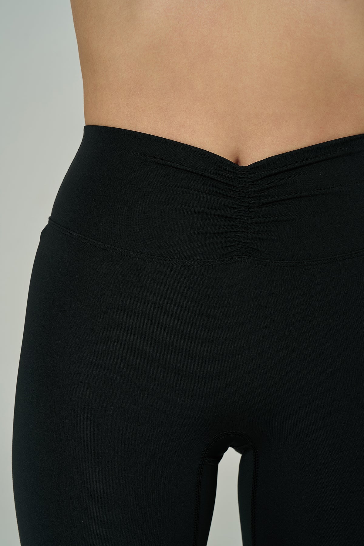 'Angelina Classic' High Waist Leggings with Ruched Waistband | Black