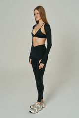 'Angelina Classic' High Waist Leggings with Ruched Waistband | Black