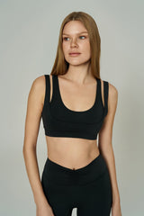 '2much' Double Layer Sports Bra | Black