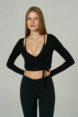 'Diana' Super Soft Modal Wrap Crop Bolero | Black