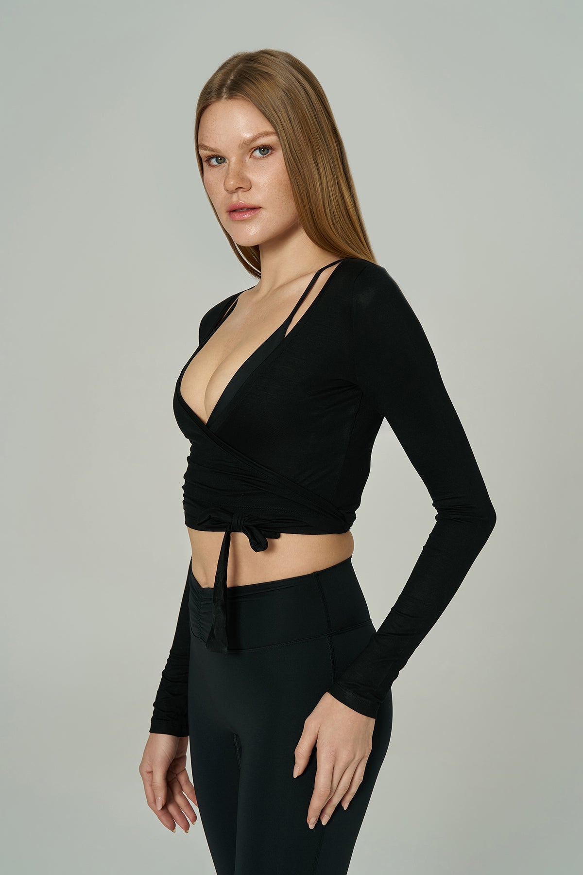 'Diana' Super Soft Modal Wrap Crop Bolero | Black