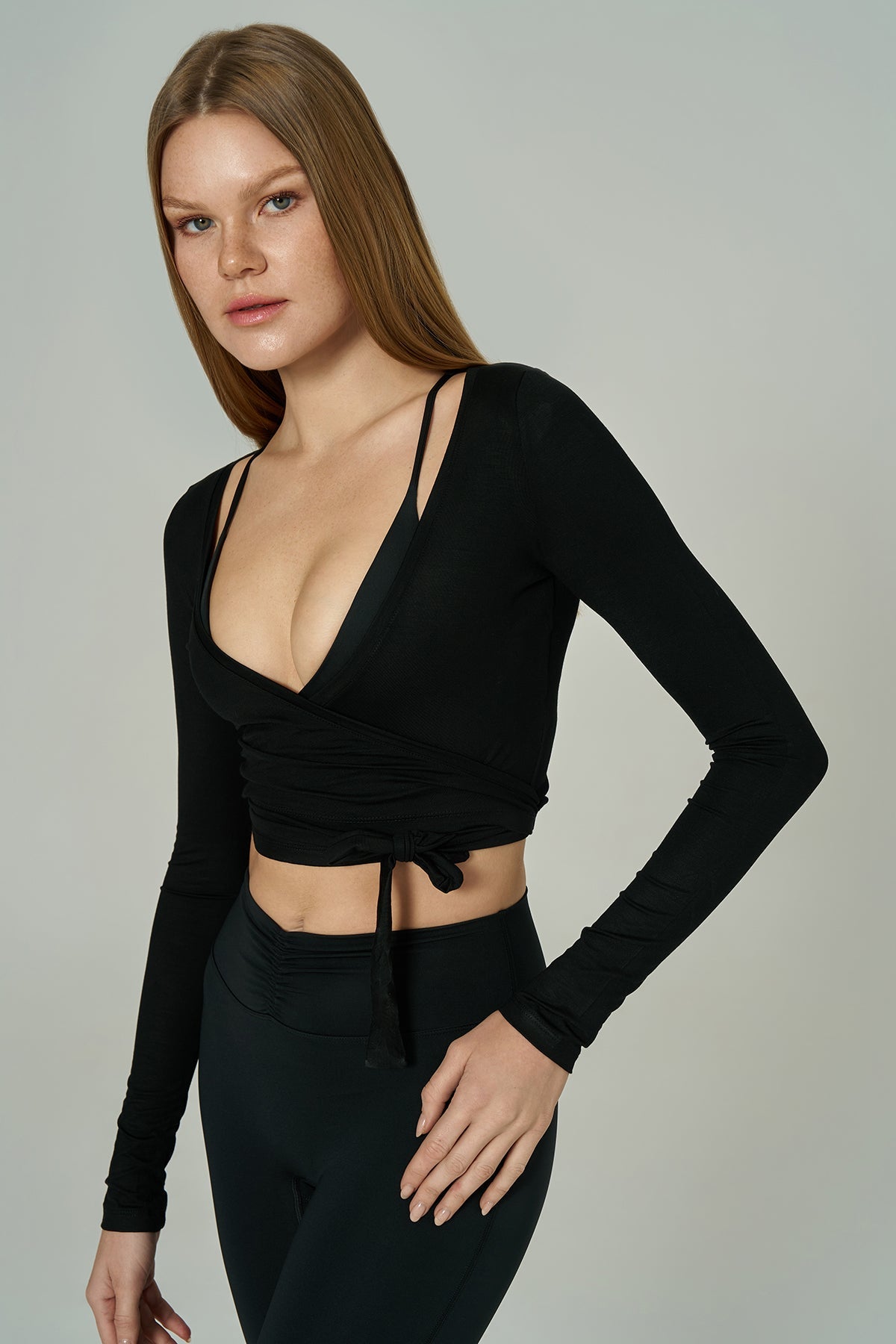 'Diana' Super Soft Modal Wrap Crop Bolero | Black
