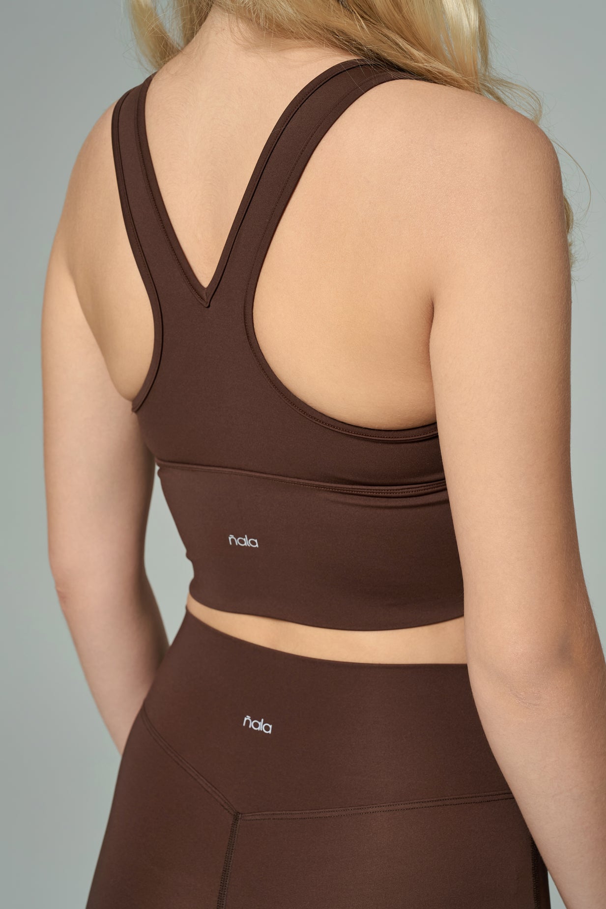 'Monica' Ruched Sports Bra | Brown