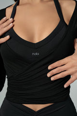 'Scarlet' Backless Halter Neck Sports Bra | Black