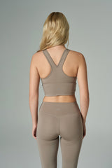 'Angelina Flare' High Waist Leggings with Ruched Waistband | Mink