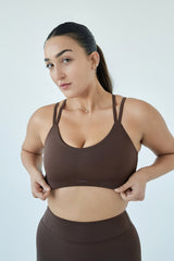 'Jennifer' Strappy Sports Bra | Brown